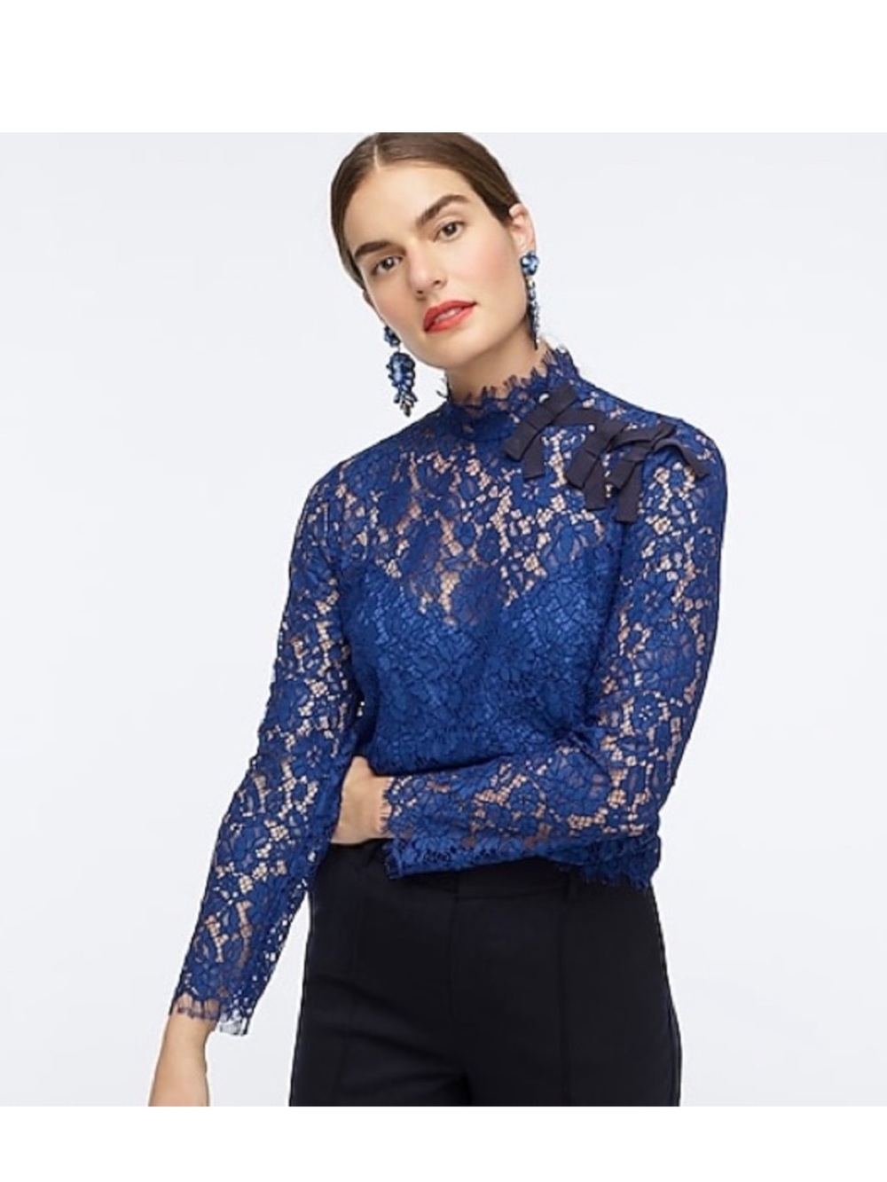 🍁 J. Crew Mockneck top in floral lace
